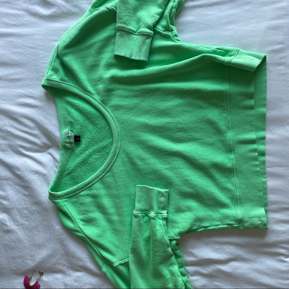 Green off the shoulder crewneck